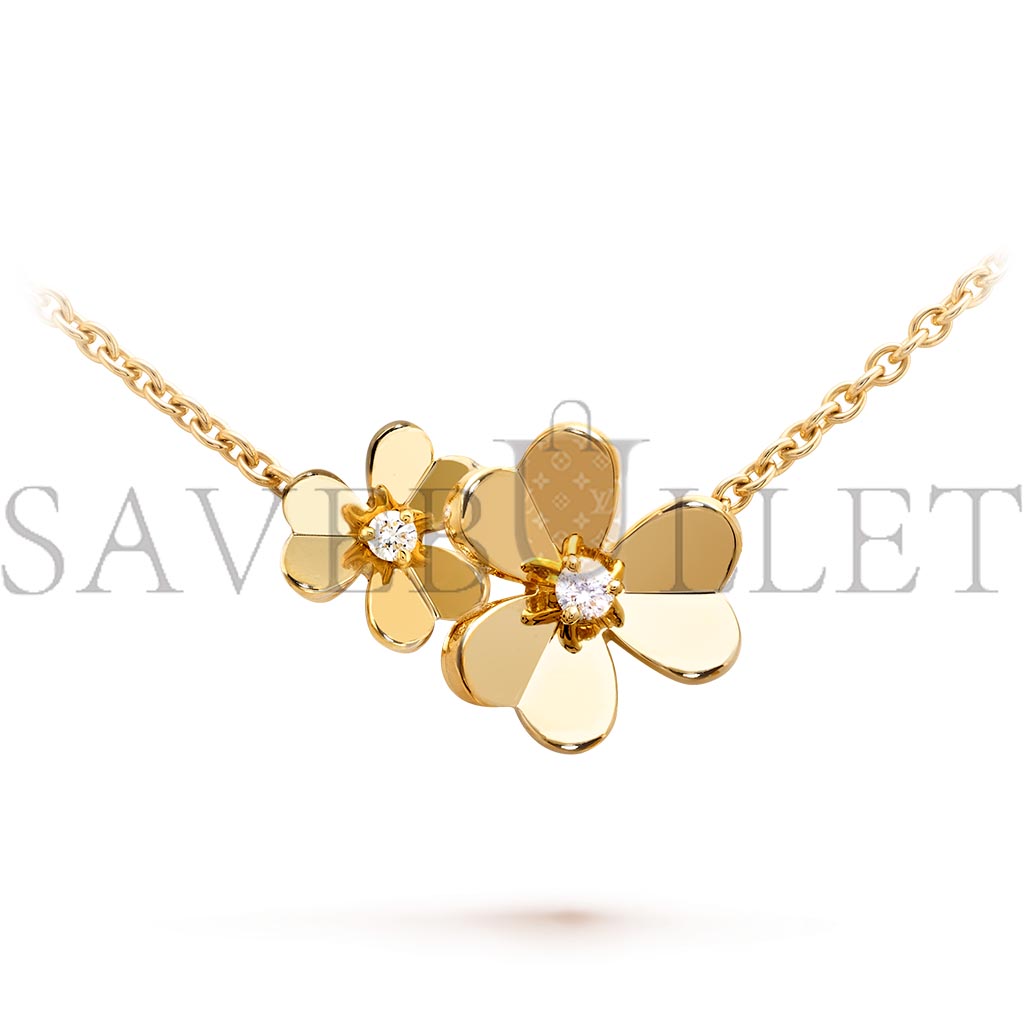 v*n cl*f arpels frivole necklace, 9 flowers - yellow gold, Di*m*nd  vcard31500